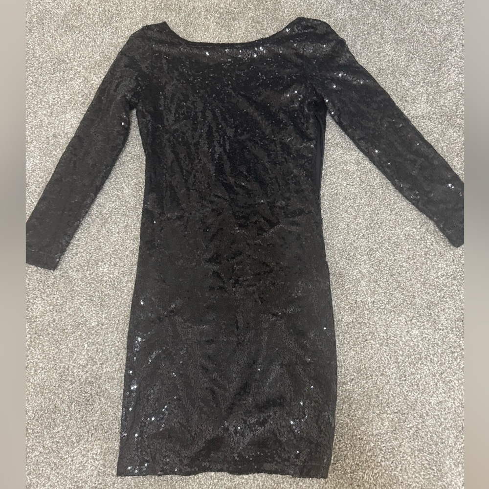 Glamorous Black Sequin Long Sleeve Dress